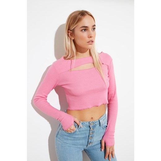 Trendyol Pink Cut Out Detailed Knitted Blouse Trendyol L Factcool