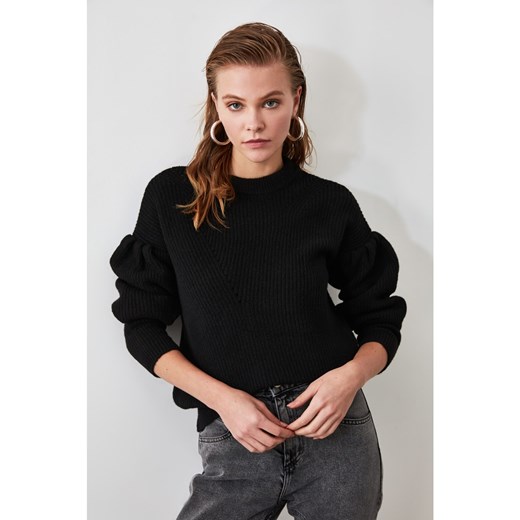 Trendyol Black Arm Gathered Knit Sweater Trendyol M Factcool