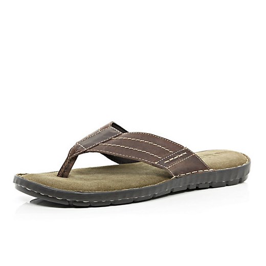 Brown toe post sandals river-island szary peep toe