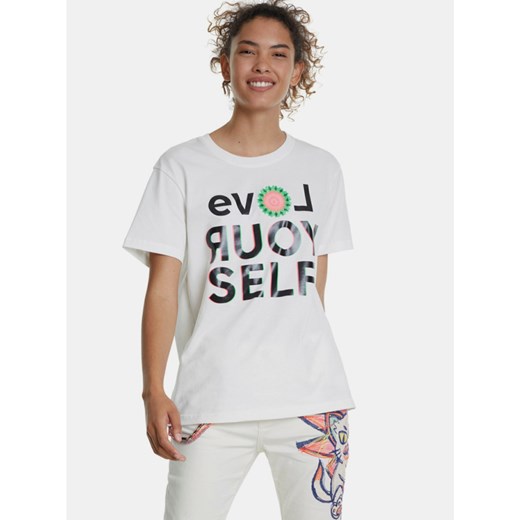 Desigual Love Your Self Printed White T-Shirt Desigual XL Factcool