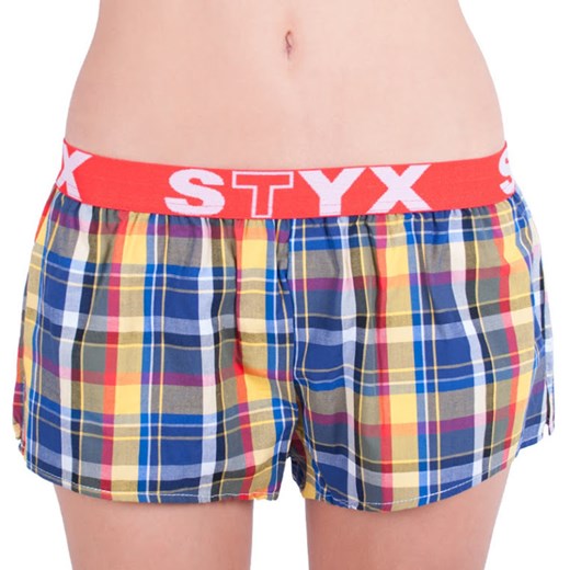 Styx colorful plaid women's shorts with sports rubber Styx M Factcool
