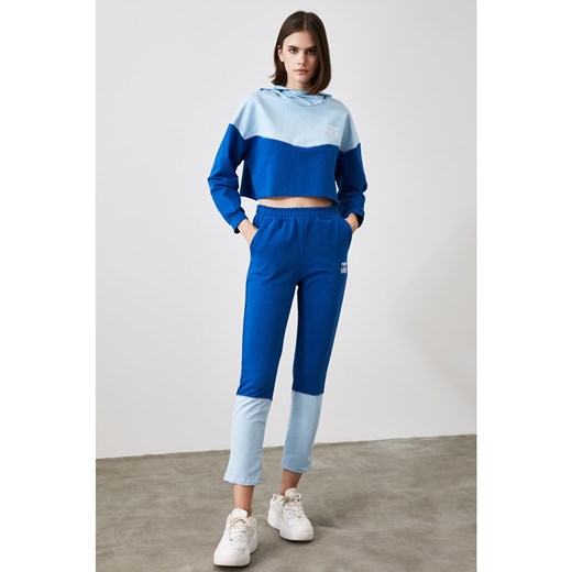 Trendyol Blue Embroidered Straight Knitted Tracksuit bottom Trendyol XS Factcool