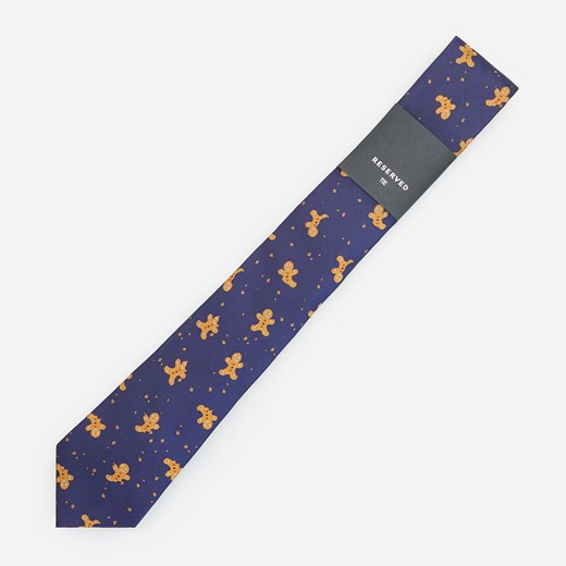 Reserved - Krawat ze świątecznym motywem - Niebieski Reserved ONE SIZE wyprzedaż Reserved