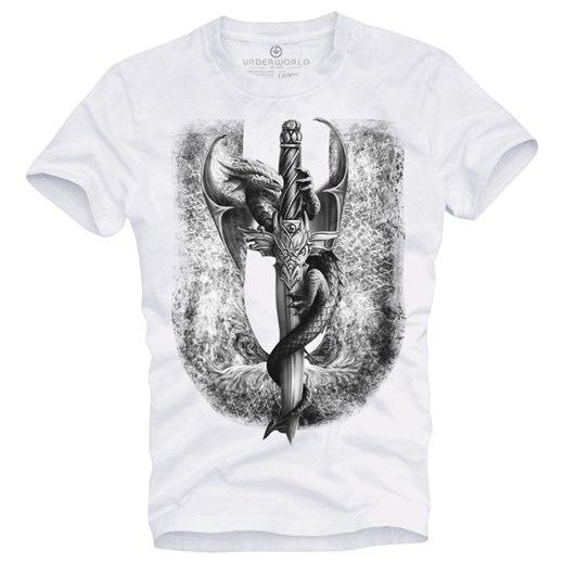 T-shirt męski UNDERWORLD Dragon biały Underworld L wyprzedaż morillo