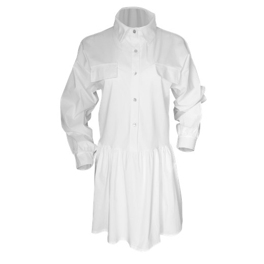 Biała koszulowa sukienka z falbaną VIDA Endoftheday M END OF THE DAY