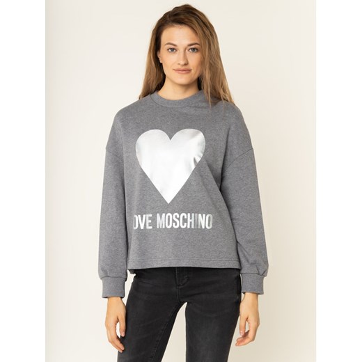 LOVE MOSCHINO Bluza W635504M 4068 Szary Loose Fit Love Moschino 42 promocyjna cena MODIVO