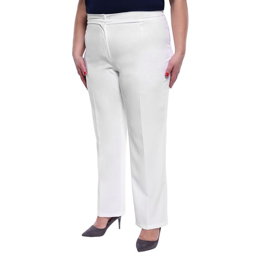 Lniane spodnie w kant w białym kolorze 54 Modne Duże Rozmiary