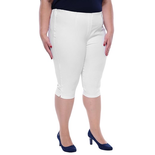 Białe krótsze spodnie z wysokim stanem 58 okazyjna cena Modne Duże Rozmiary