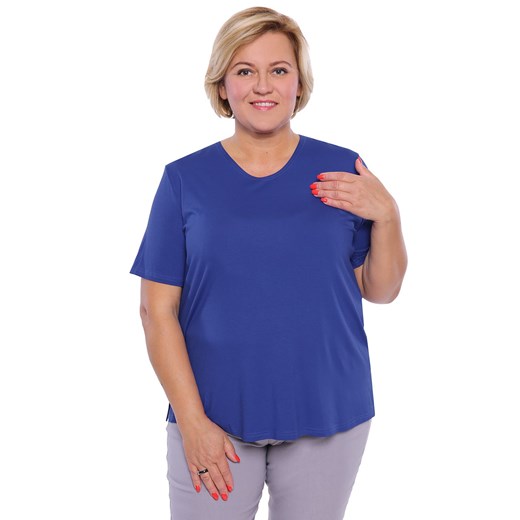 Koszulka z wiskozy w kolorze szafirowym 58 Modne Duże Rozmiary