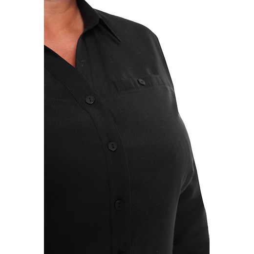 Koszula damska casual czarna z długimi rękawami z bawełny 