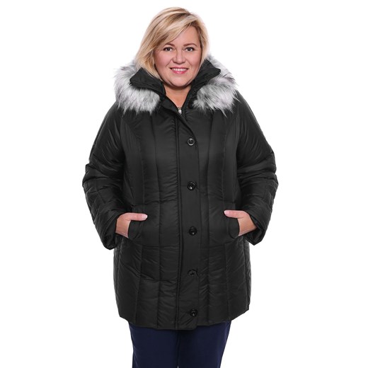 Ciepła zimowa kurtka w czarnym kolorze 46 Modne Duże Rozmiary okazyjna cena