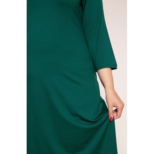 Sukienka zielona z długim rękawem z okrągłym dekoltem maxi 