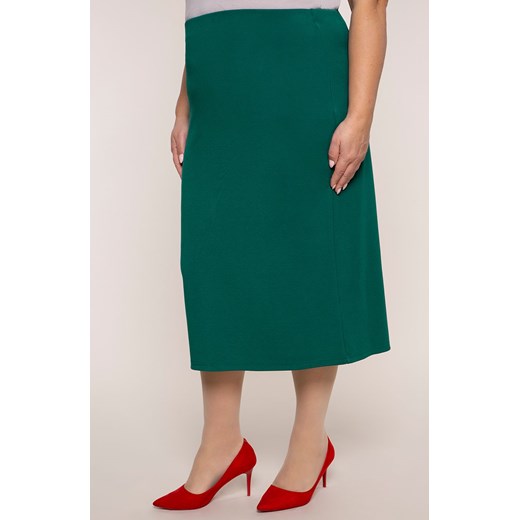 Dłuższa elegancka spódnica w zielonym kolorze 54 Modne Duże Rozmiary