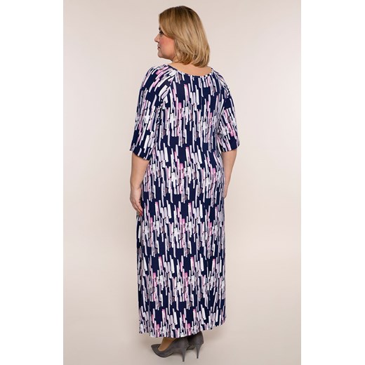 Sukienka maxi z długimi rękawami na spacer w abstrakcyjne wzory 