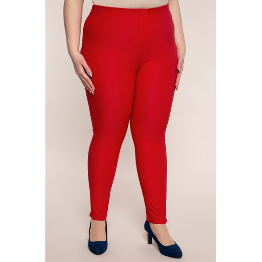Czerwone zwężane spodnie cygaretki z bengaliny 60 Modne Duże Rozmiary