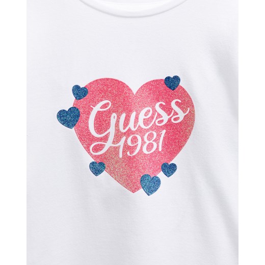 Guess Glitter Logo Koszulka dziecięce Biały Guess 7 lat BIBLOO