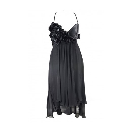 Carina sukienka czarna z kwiatkami n-fashion-pl szary asymetryczne