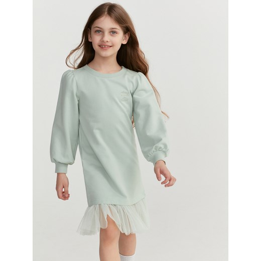 Reserved - Sukienka z bawełnianej dzianiny - Zielony Reserved 140 promocyjna cena Reserved
