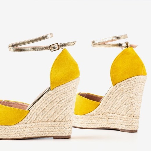 Żółte espadryle na wysokiej koturnie Sablaca - Obuwie Royalfashion.pl 40 royalfashion.pl