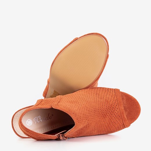 Pomarańczowe ażurowe sandały z wycięciami Yvette - Obuwie Royalfashion.pl 36 royalfashion.pl