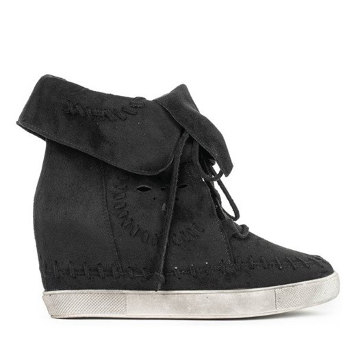 Czarne sneakersy na krytym koturnie Cinta - Obuwie Royalfashion.pl 41 royalfashion.pl