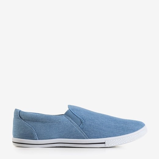 Niebieskie męskie jeansowe tenisówki slip on Orian - Obuwie Royalfashion.pl 41 royalfashion.pl