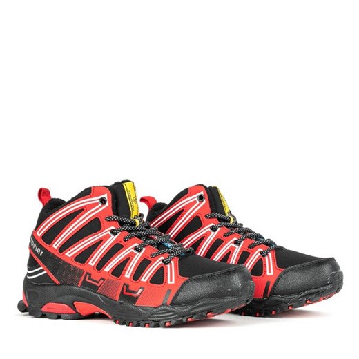 Czarne sportowe damskie buty trekkingowe z czerwoną wstawką Everest - Obuwie Royalfashion.pl 36 royalfashion.pl