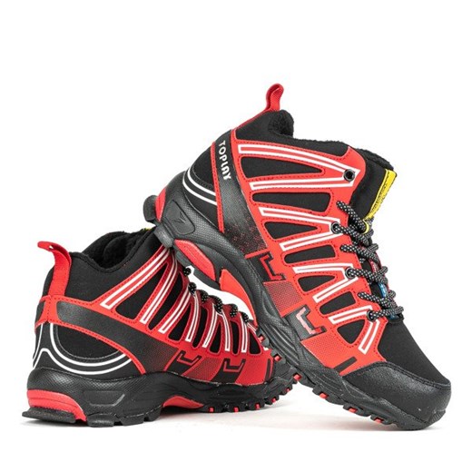 Czarne sportowe damskie buty trekkingowe z czerwoną wstawką Everest - Obuwie Royalfashion.pl 37 royalfashion.pl