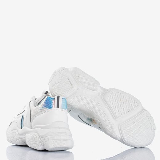 Białe sneakersy damskie z holograficznymi wstawkami Clessta - Obuwie Royalfashion.pl 40 royalfashion.pl