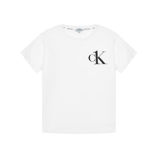 T-shirt chłopięce biały Calvin Klein jeansowy z krótkim rękawem 