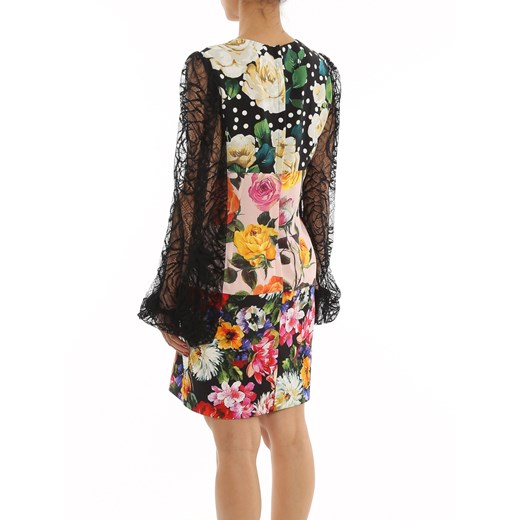 Wielokolorowa sukienka Dolce & Gabbana z długim rękawem z okrągłym dekoltem mini 