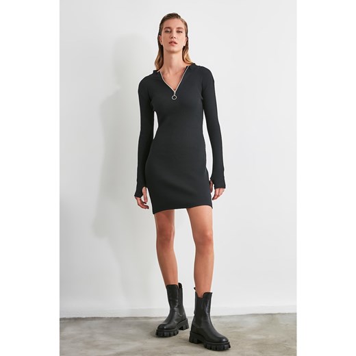 Trendyol Black Zippered Suppository Knitted Dress Trendyol S Factcool