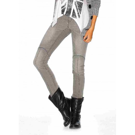 Material Girl spodnie jeansy rurki szare n-fashion-pl bialy elastyczne