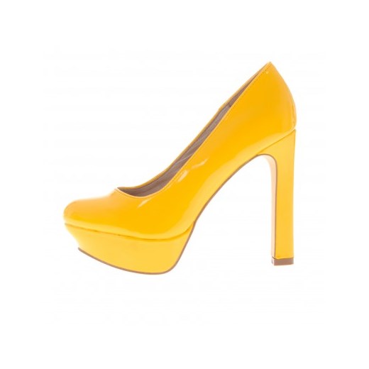 Bianco Footwear czółenka lakier żółte n-fashion-pl zolty Czółenka