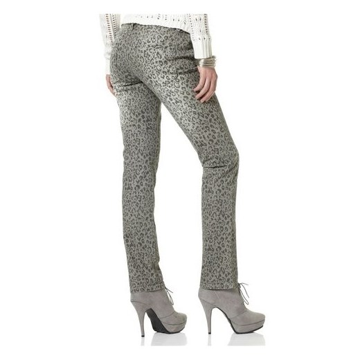 Laura Scott jeansy w panterkę (short) n-fashion-pl bialy bawełniane