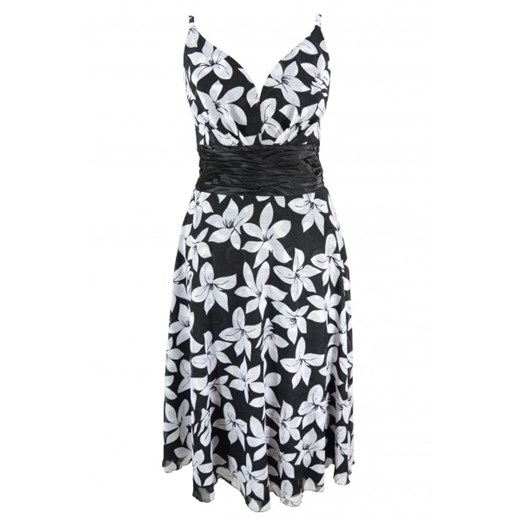 Francoise sukienka czarno-biała w kwiaty n-fashion-pl szary damskie
