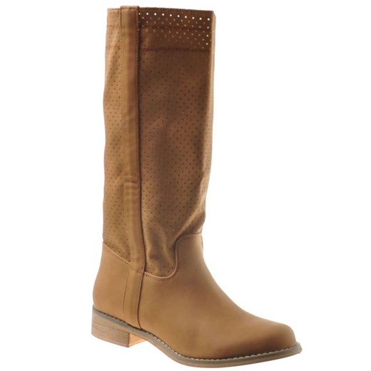 Kozaki damskie Pantofelek24 brązowe płaskie z cholewką przed kolano 