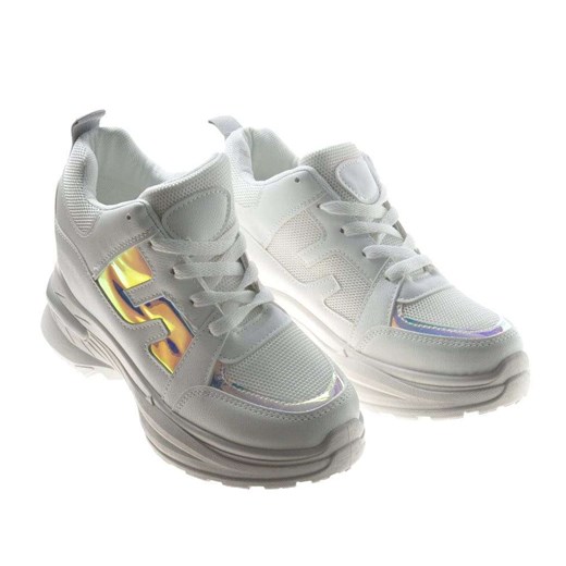 Buty sportowe damskie Pantofelek24 sneakersy płaskie ze skóry ekologicznej wiązane