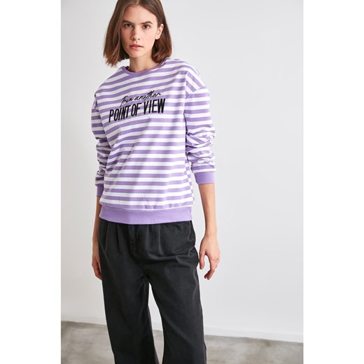 Trendyol Lila Striped Knitted Sweatshirt Trendyol S Factcool