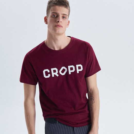 Cropp - Koszulka z nadrukiem Cropp - Bordowy Cropp XS promocja Cropp