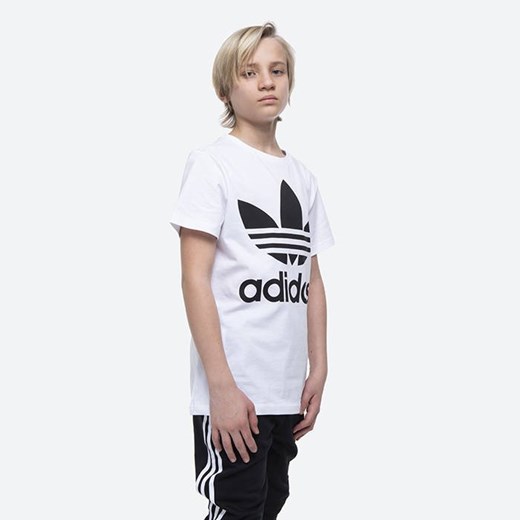 Biały t-shirt chłopięce Adidas Originals z bawełny 