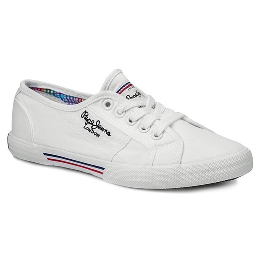 Tenisówki PEPE JEANS - Aberlady PLS30001 White 800 - Biały (White) 800 eobuwie-pl bialy cholewki