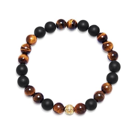 Wristband with Matte Onyx and Brown Tiger Eye Nialaya L showroom.pl