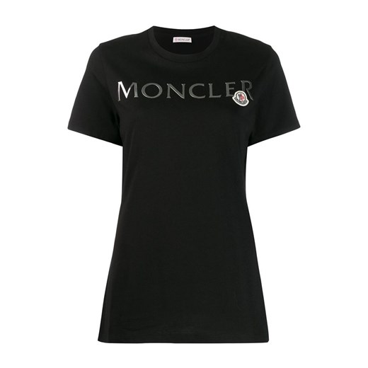 Bluzka damska Moncler z napisami z krótkim rękawem z okrągłym dekoltem młodzieżowa 