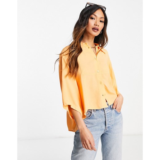 Weekday – Heidi – Pomarańczowa bluzka o krótkim fasonie zapinana na guziki-Pomarańczowy Weekday XS okazja Asos Poland