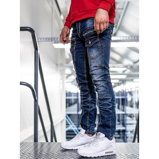 Spodnie jeansowe męskie slim fit granatowe Denley KA9917 28/XS okazyjna cena Denley
