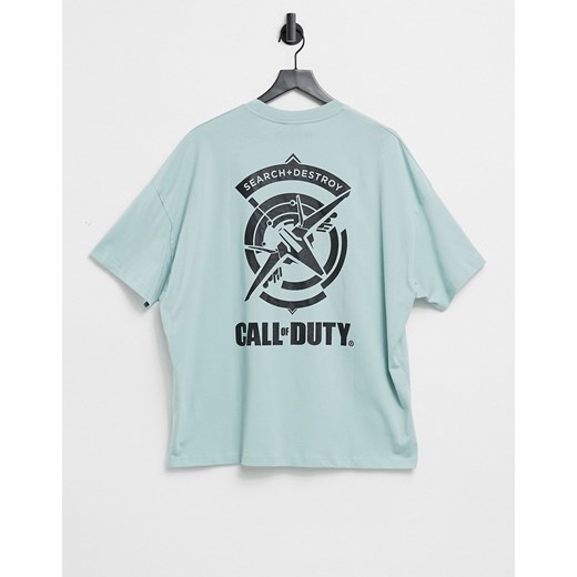 ASOS DESIGN – Jasnoniebieski T-shirt oversize z nadrukiem „Call of Duty”-Szary M Asos Poland