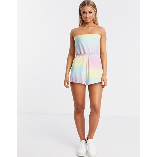 ASOS DESIGN – Kombinezon plażowy z dzianiny pętelkowej w pastelowy wzór ombre-Wielokolorowy 38 Asos Poland