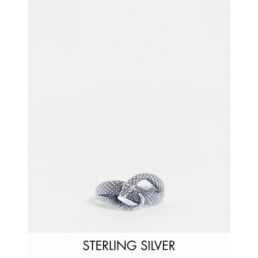 ASOS DESIGN – Pierścionek w kształcie wijącego się węża ze srebra wysokiej próby-Srebrny 2XL Asos Poland