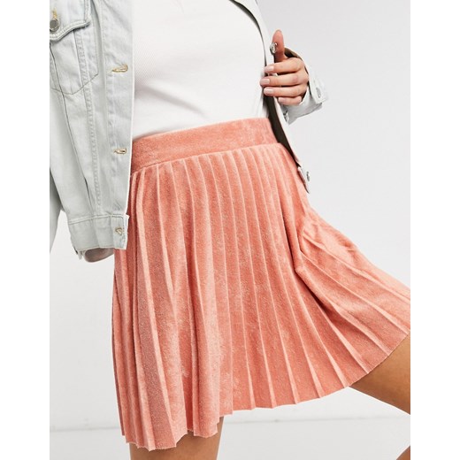 ASOS DESIGN – Plisowana spódnica tenisowa mini z frotte w kolorze pudroworóżowym-Wielokolorowy 42 Asos Poland